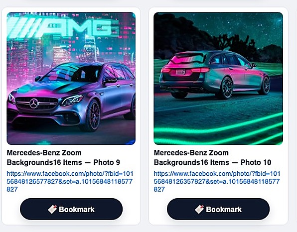 Facebook bookmarked media capture example